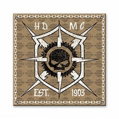 Plaque métal HDMC, aluminium, peint, skull, Harley-Davidson AC10-HDMC-HARL