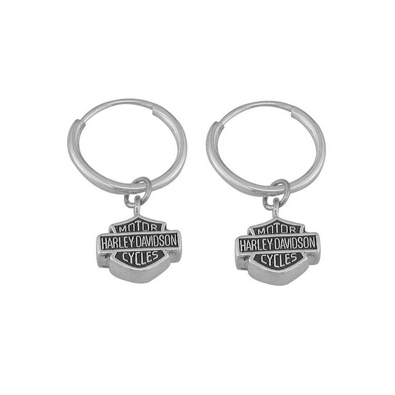 Boucles d'oreilles anneau Bar & Shield femme, 15mm, argent, Harley-Davidson HDE0137
