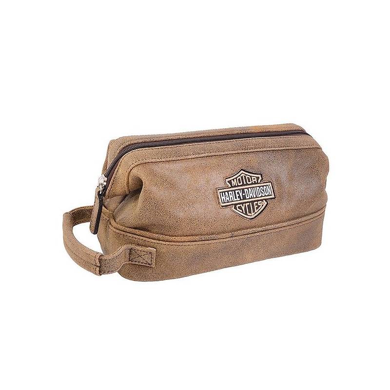 Trousse de toilette cuir, marron, patiné, Harley-Davidson 99609