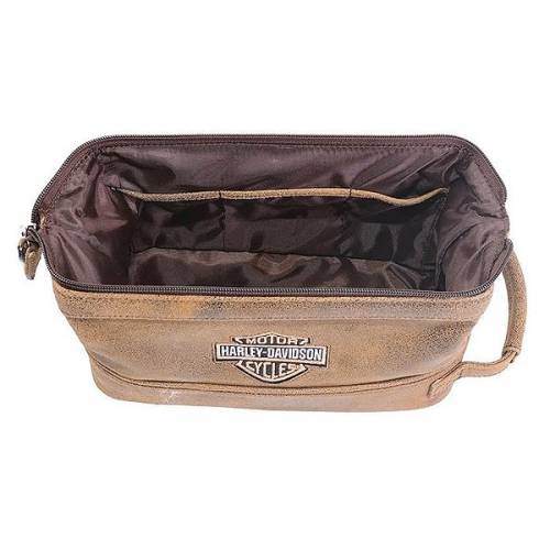 Trousse de toilette cuir, marron, patiné, Harley-Davidson 99609