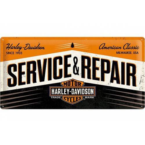 Plaque métal H-D Service & Repair, 25 x 50 cm, rétro, Harley-Davidson 27002