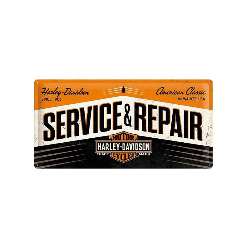 Plaque métal H-D Service & Repair, 25 x 50 cm, rétro, Harley-Davidson 27002