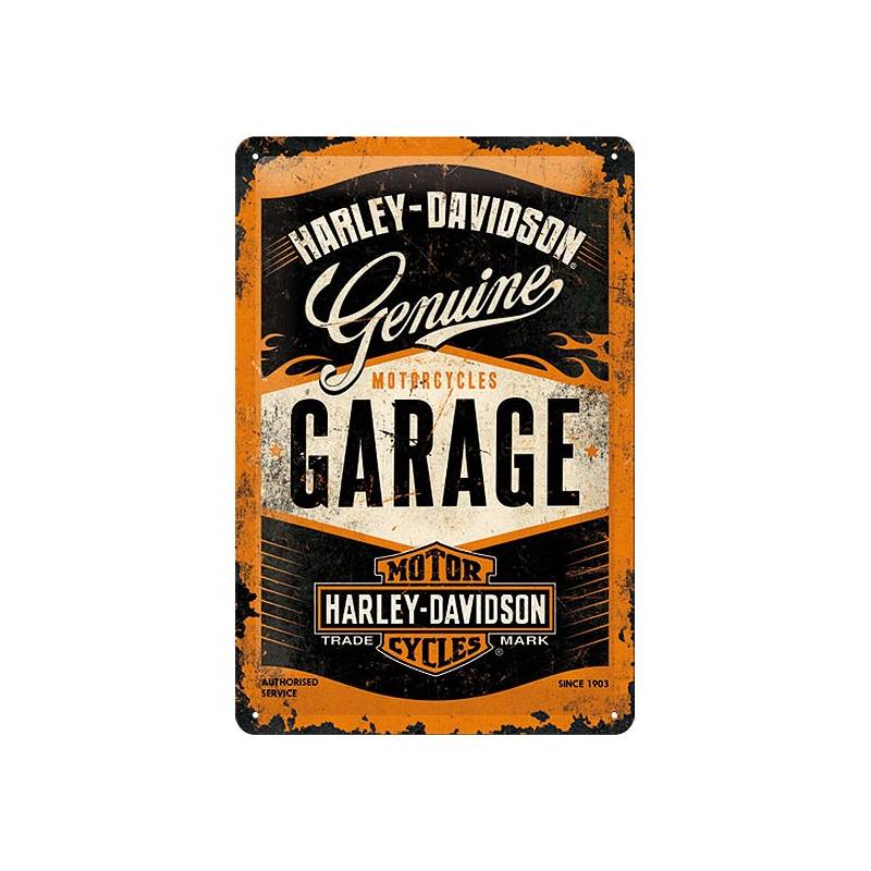 Plaque métal H-D Garage, 20 x 30 cm, rétro, Harley-Davidson 22238
