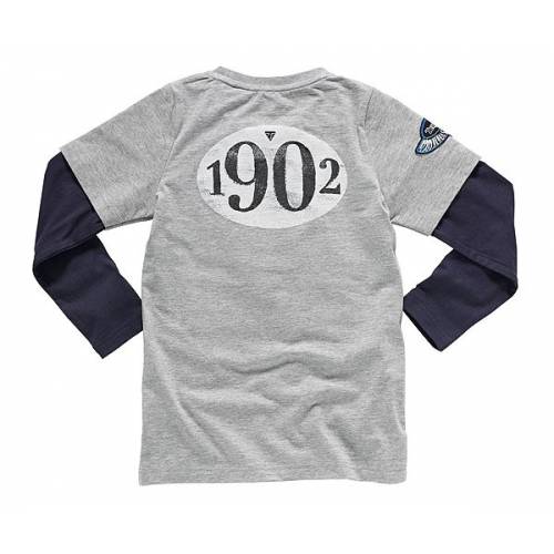 Tee-shirt Cabe enfant, gris et bleu, coton, manches longues, Triumph MJLS16042