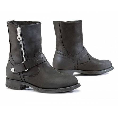 Bottines Eva femme technique, waterproof, zippées, cuir noir huilé, Forma