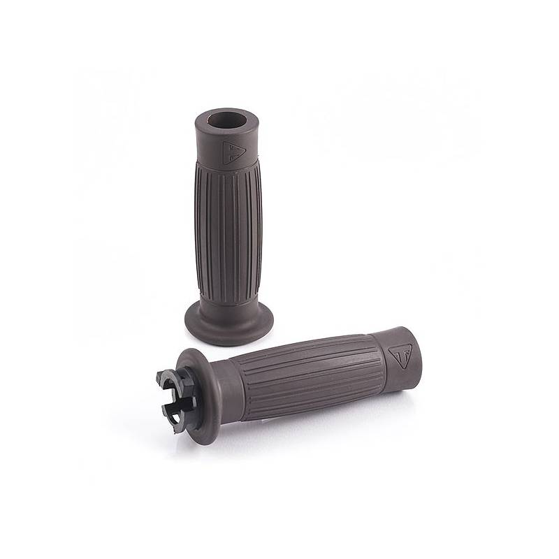 Poignées marron Triumph, 22 mm, style tonneau, caoutchouc, Triumph A2041479