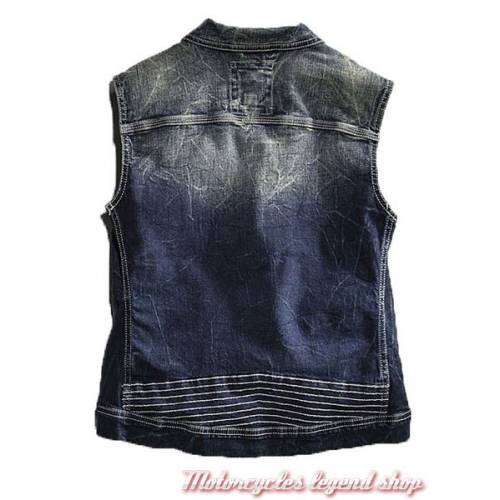 Veste sans manche Black Label femme, jean denim délavé, Harley-Davidson 96368-16VW