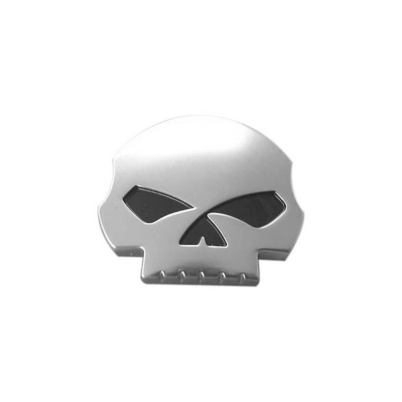 Sticker Skull willie G., métal chrome mat, relief, autocollant, Harley Davidson 14100228