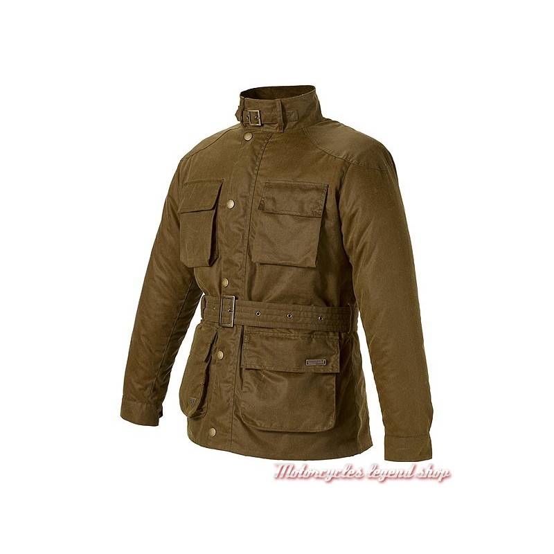 Blouson textile Eric Triumph, homme, collection Bonneville, coton waxé gras, marron tabac, sans protection, Triumph MTHA16206 