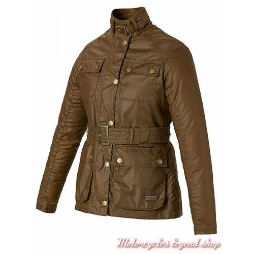 Blouson textile Erica Triumph, femme, coton waxé gras, marron tabac, sans protection, collection Bonneville, Triumph MLTA16207