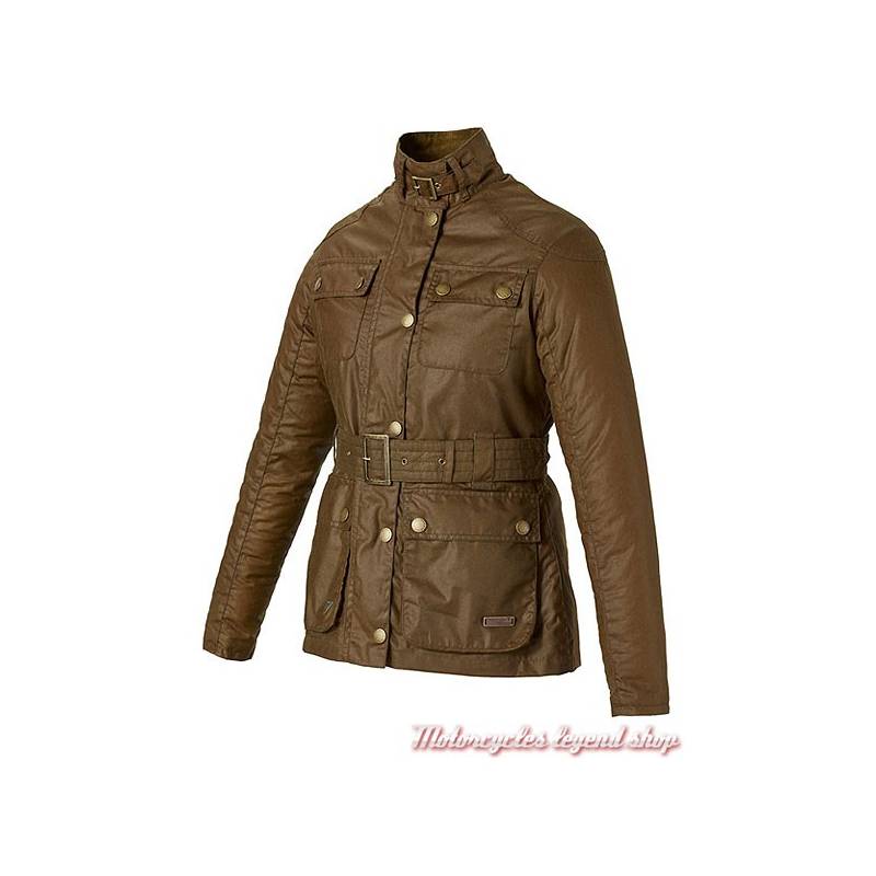 Blouson textile Erica Triumph, femme, coton waxé gras, marron tabac, sans protection, collection Bonneville, Triumph MLTA16207