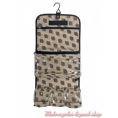 Trousse de toilette camouflage Harley-Davidson, cuir, à suspendre, kaki, beige, 99813