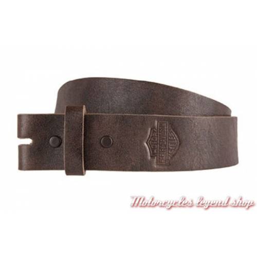 Sangle ceinture B&S Harley-Davidson homme, cuir marron vieilli, sans boucle, HDMST11267-BRN