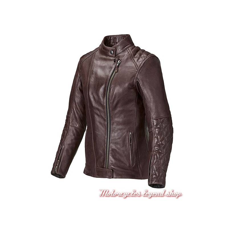 Blouson cuir Andorra Triumph femme, rouge bordeau, matelassé, vintage, MLLS17110