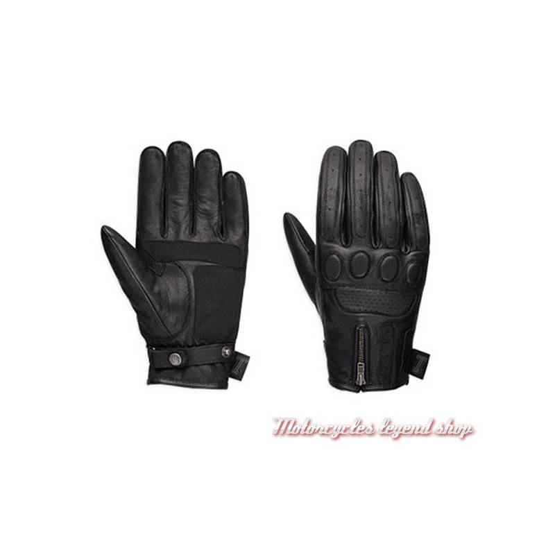 Gants cuir One Skull Harley-Davidson homme, noir, homologués, zip, 98367-17EM