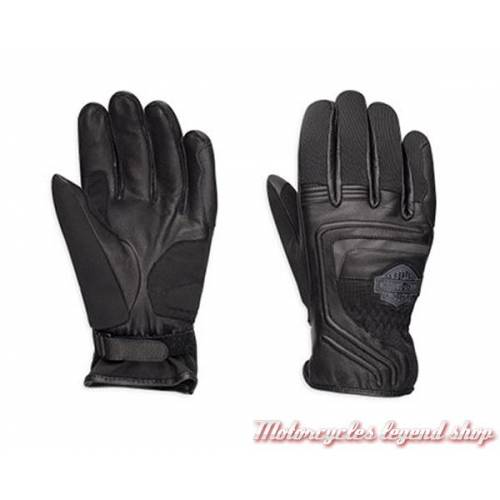 Gants cuir & mesh Harley-Davidson homme, noir, Bar & Shield, 98362-EM