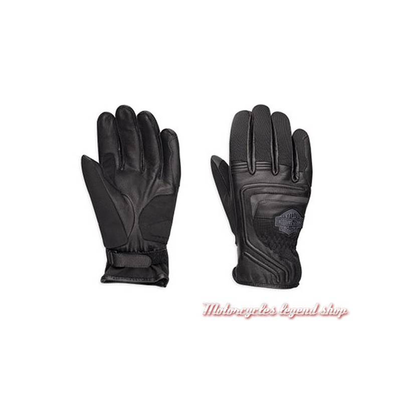 Gants cuir & mesh Harley-Davidson homme, noir, Bar & Shield, 98362-EM