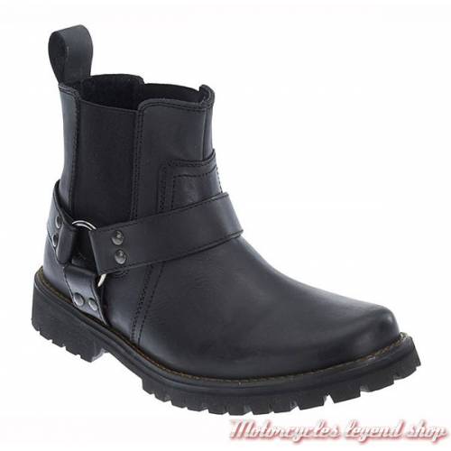 Boots Duran Harley-Davidson homme, cuir noir, fermeture élastique, D93359