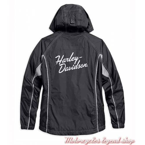Ensemble de pluie Reflective Harley-Davidson, femme, noir, gris, veste et pantalon, nylon, 98204-17VW