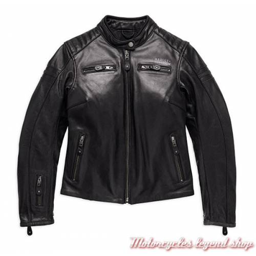 Blouson cuir One Skull Harley-Davidson femme, noir, homologué CE, 98132-17EW