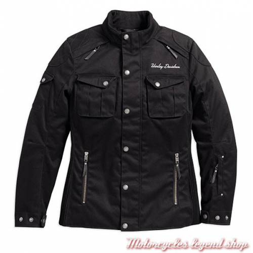 Blouson textile 3/4 Messenger Harley-Davidson femme, noir, coton, polyester, homologué, 98171-17EW