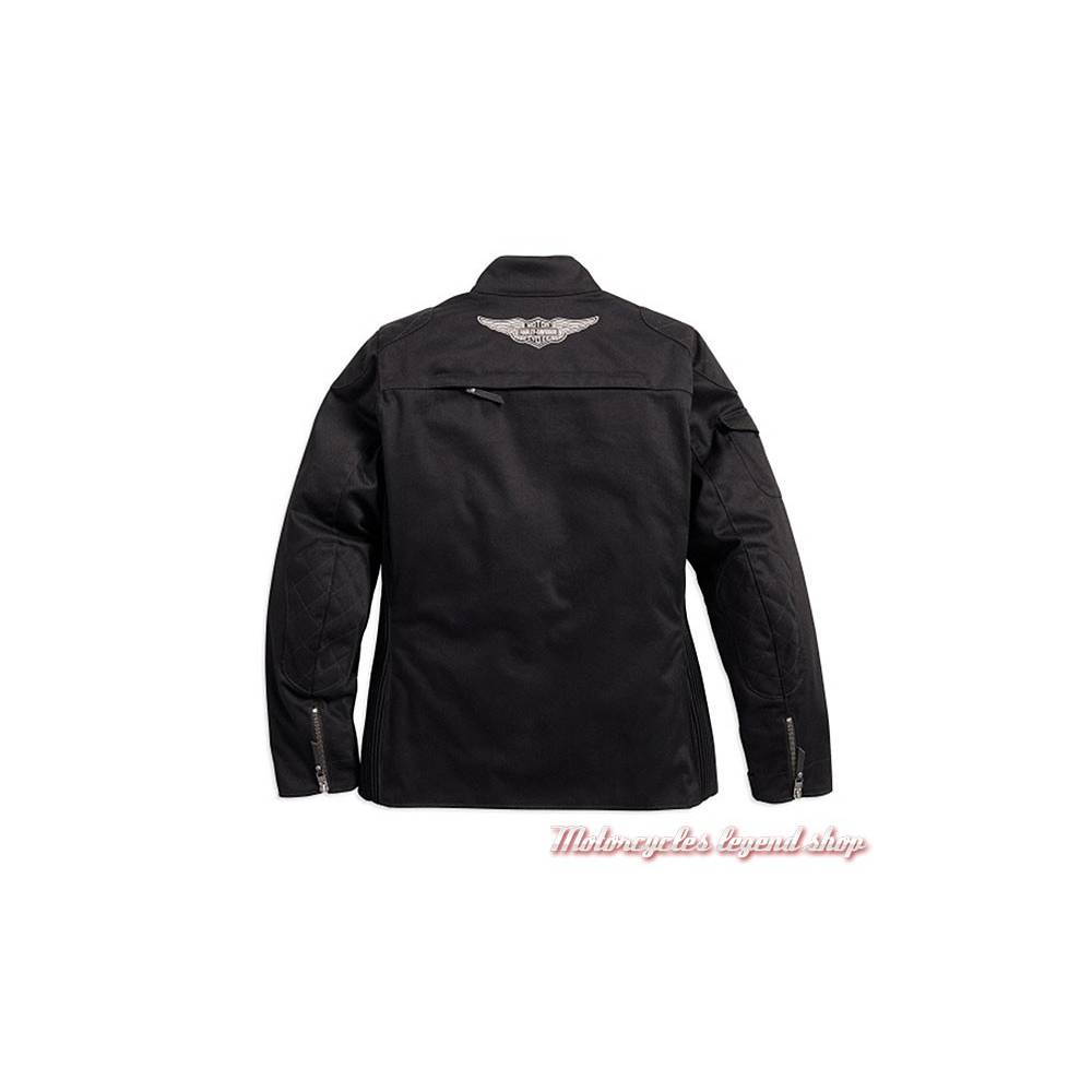 Blouson textile 3/4 Messenger Harley-Davidson femme, noir, coton, polyester, homologué, 98171-17EW
