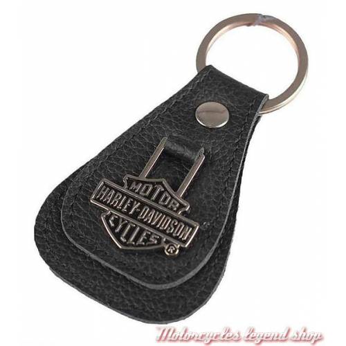 Porte clés cuir Bar & Shield Harley-Davidson, noir, médaillon métal, XFL0027-BLACK