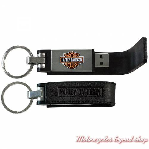 Porte clés cuir USB 8 GB Harley-Davidson, noir KY51664
