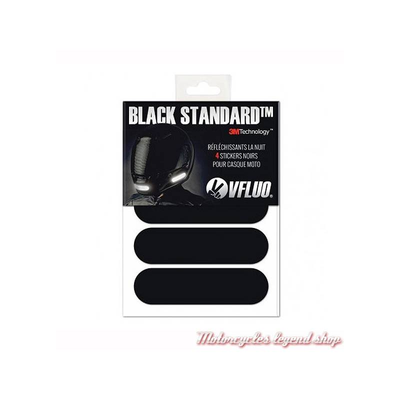 4 Stickers noirs réfléchissants Black Standard, homologués, VFLUO