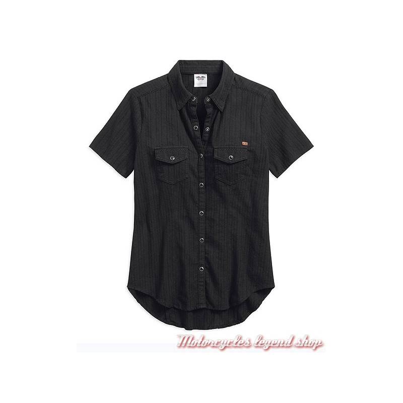 Chemise Harley-Davidson 100% Soie - Manches Courtes Noire - Taille M - Occasion Très Bon état