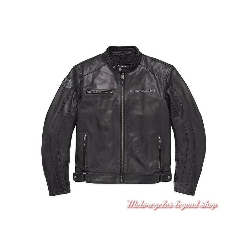 Blouson cuir dos Skull Reflective Harley-Davidson, homme, noir, homologué CE, 98122-17EM 
