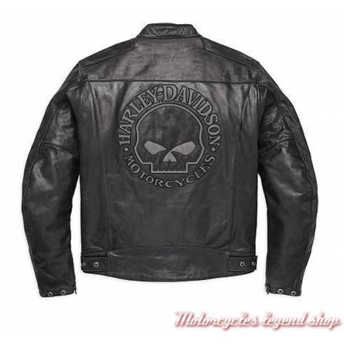 Blouson cuir Skull Reflective Harley-Davidson, homme, noir, homologué CE, 98122-17EM