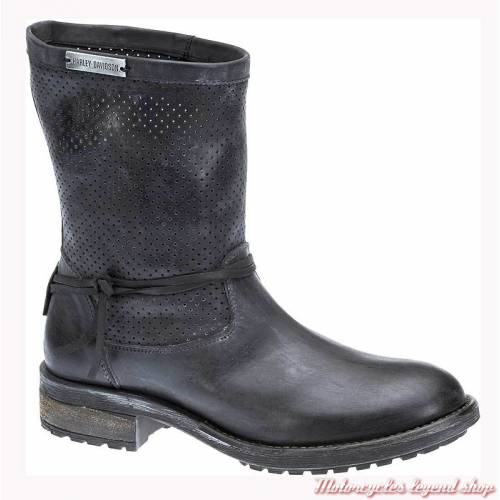 Bottes Sicilia Harley-Davidson femme, noir, micro perforé, patiné, D83972