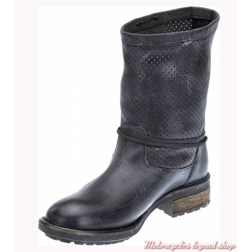 Bottes Sicilia Harley-Davidson femme, noir, micro perforé, patiné, D83972