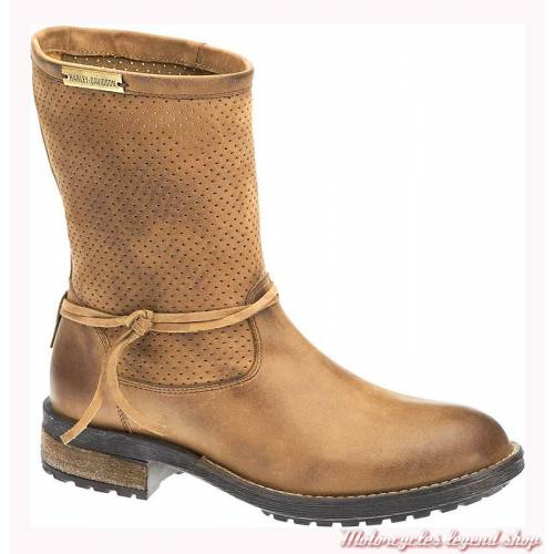 Bottes Sicilia Harley-Davidson femme, Tan, micro perforé, patiné, D83973