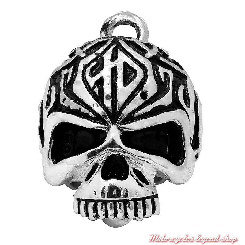 Clochette Tribal Skull Harley-Davidson, ronde, métal argenté, HRB092