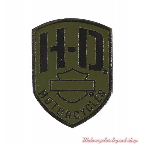 Pin's H-D Badge Harley-Davidson, métal noir, kaki, P475531