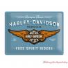 Plaque métal Free Spirit Riders Harley-Davidson, bleu vintage, 30 x 40 cm, 23244 
