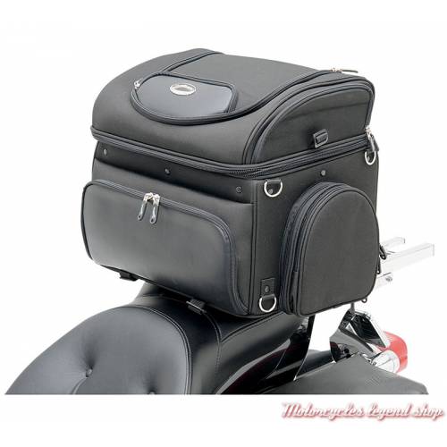 Sac voyager pour animaux de compagnie Saddlemen, 52 litres, noir, pour sissy bar, présenté