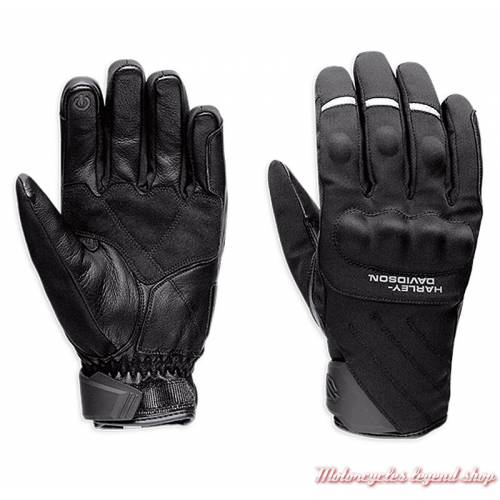 Gants textile Farson Harley-Davidson homme, homologués, noir, nylon, cuir, imperméable, 97104-18EM