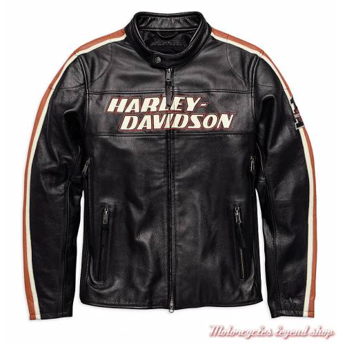 Blouson cuir Torque Harley-Davidson homme, vintage, noir, homologué, 98026-18EM