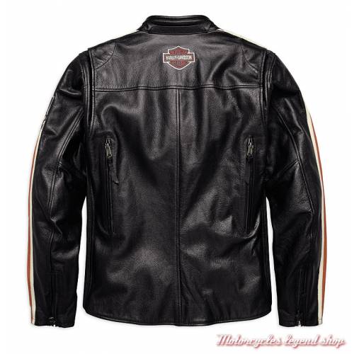 Blouson cuir Torque Harley-Davidson homme, vintage, noir, homologué, dos, 98026-18EM