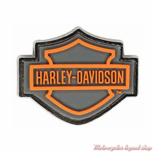 Pin's Bar & Shield PVC orange Harley-Davidson, métal, P516542