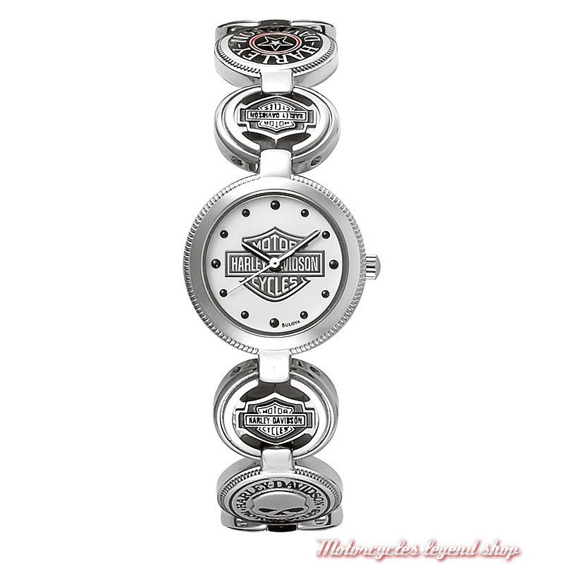 Montre Virginia Harley-Davidson femme, à aiguilles, bracelet médaillons, 76L145