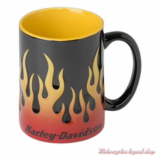 Mug Flames sculpté couleur, 45cl, noir/orange/jaune, Harley Davidson HDX-98604