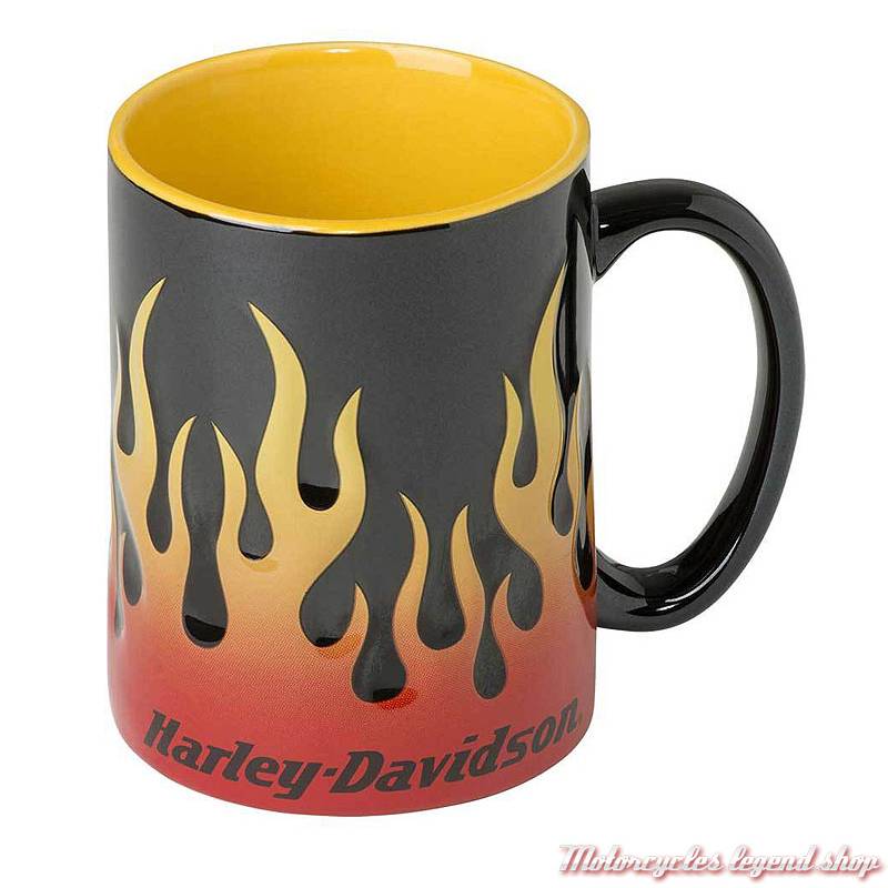Mug Flames sculpté couleur, 45cl, noir/orange/jaune, Harley Davidson HDX-98604
