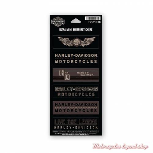 6 Mini Stickers Forged Harley-Davidson, noir marron, BS31930