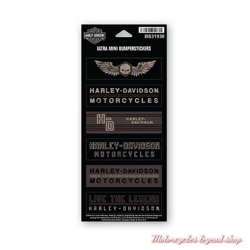 6 Mini Stickers Forged Harley-Davidson, noir marron, BS31930