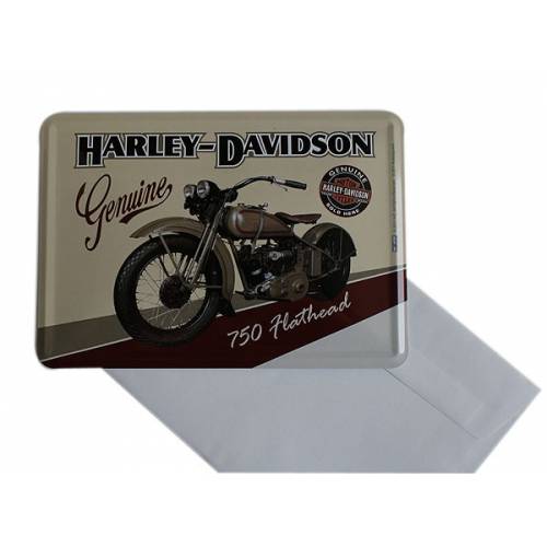 Carte postale métal Harley-Davidson 750 Flathead Genuine CD10122