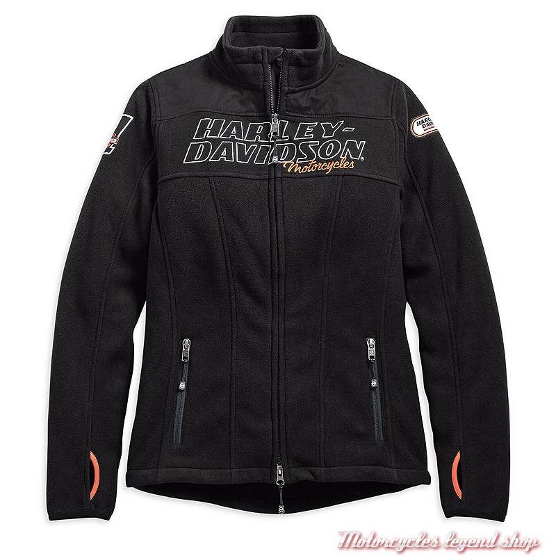 Veste polaire H-D Racing Harley-Davidson femme, zippée, noir, polaire, polyester, 98598-19VW